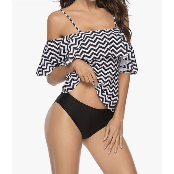 LAZOSAL Two Piece Ruffle Flounce Tankini Set S - Picture 4 of 6